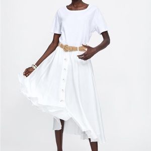NWT ZARA flowy button front long skirt with belt